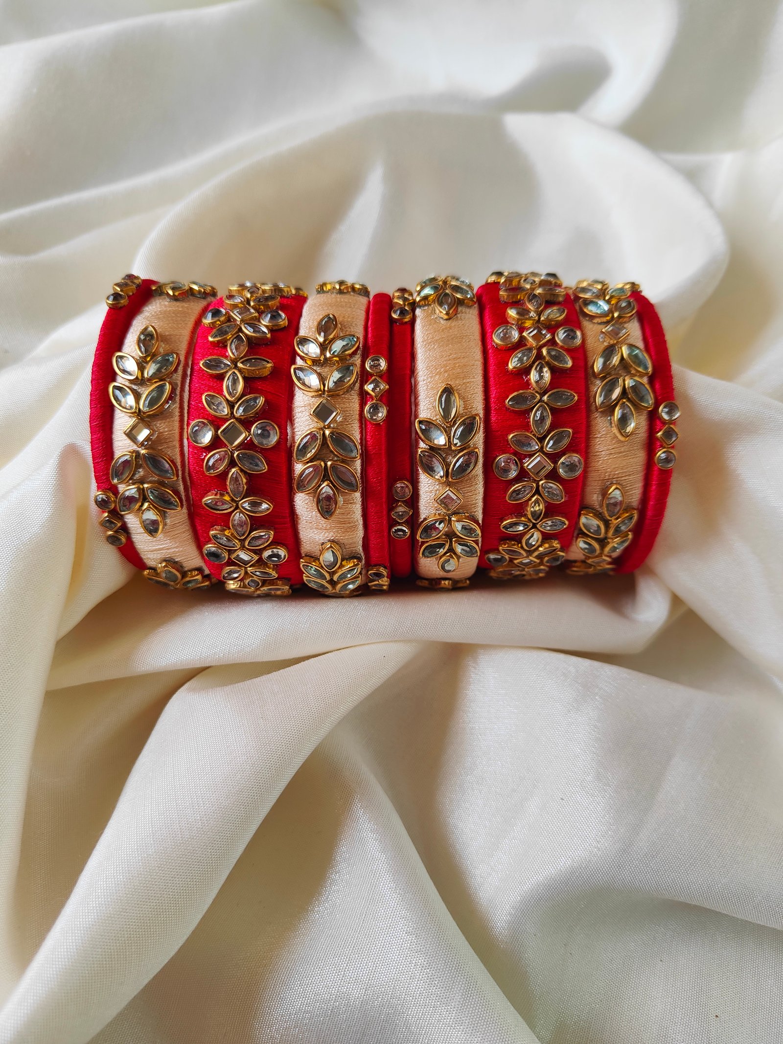 Rangrez Silk Thread Bangle with Handmade Kundan – Elegant Ethnic Jewelry