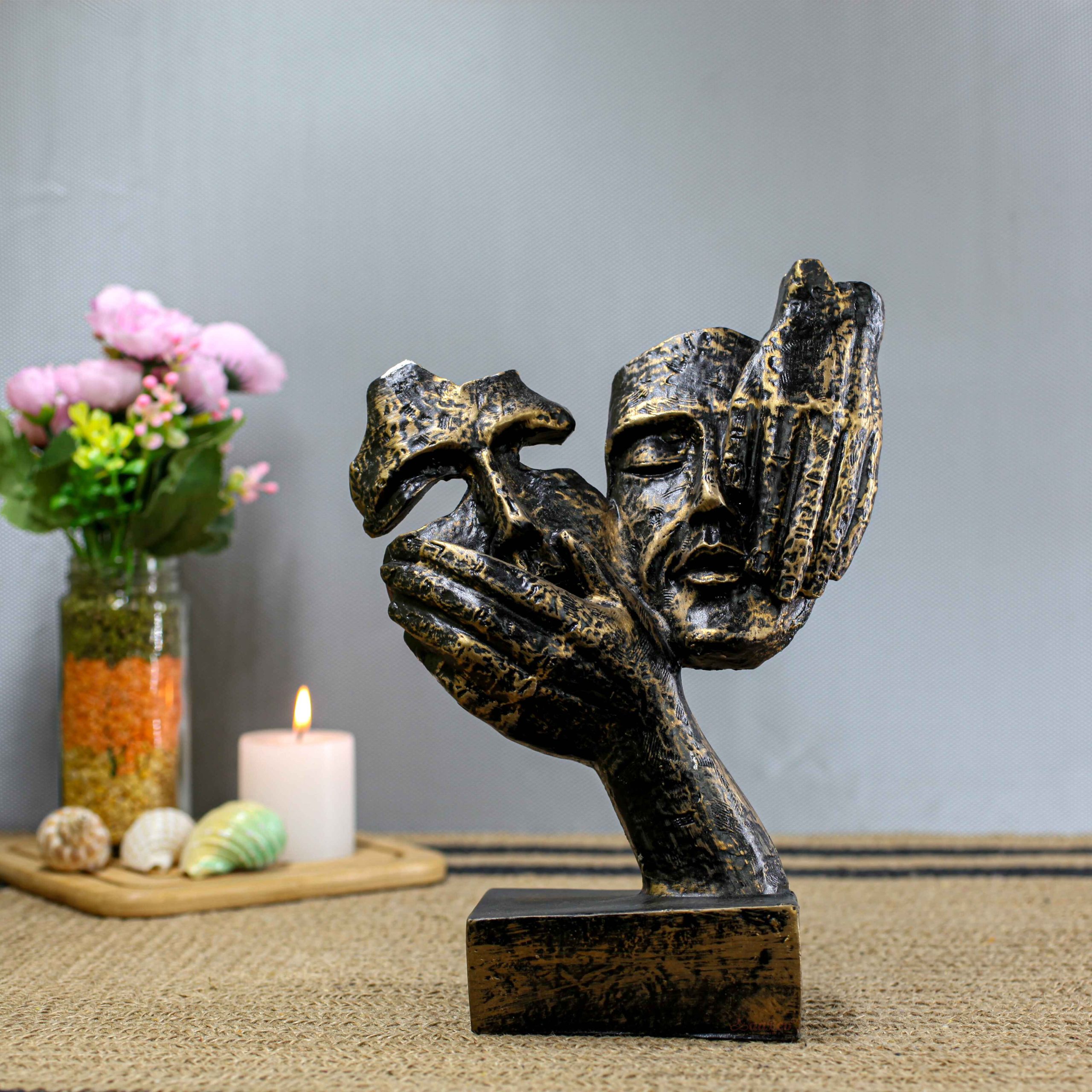 Black and Gold 2 Face Couple Statue