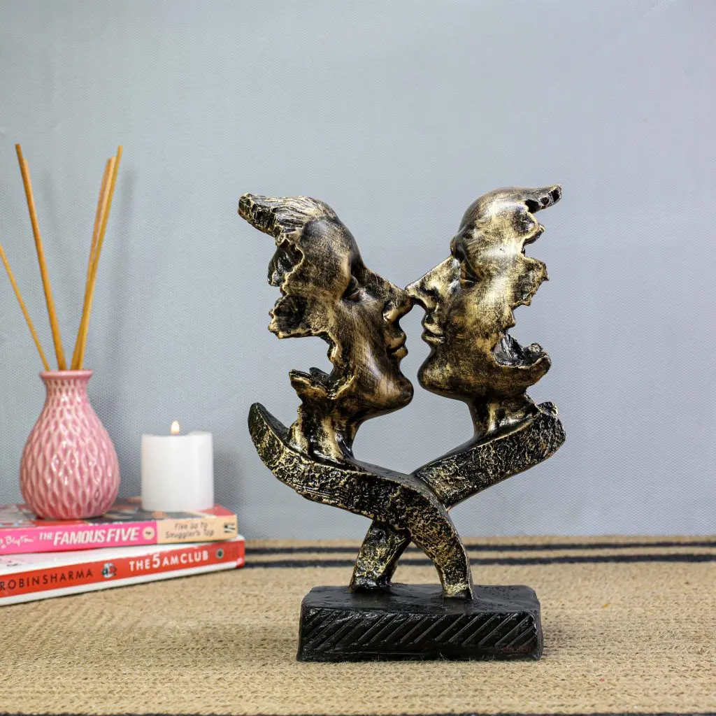 Black and Gold 2 Face Couple Statue 2