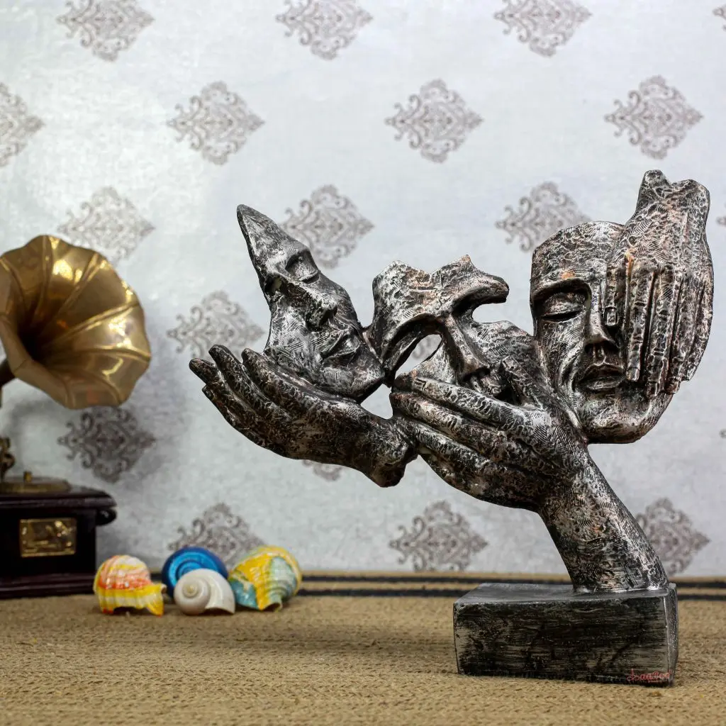 Romantic Three Face Copper Silver Figurine