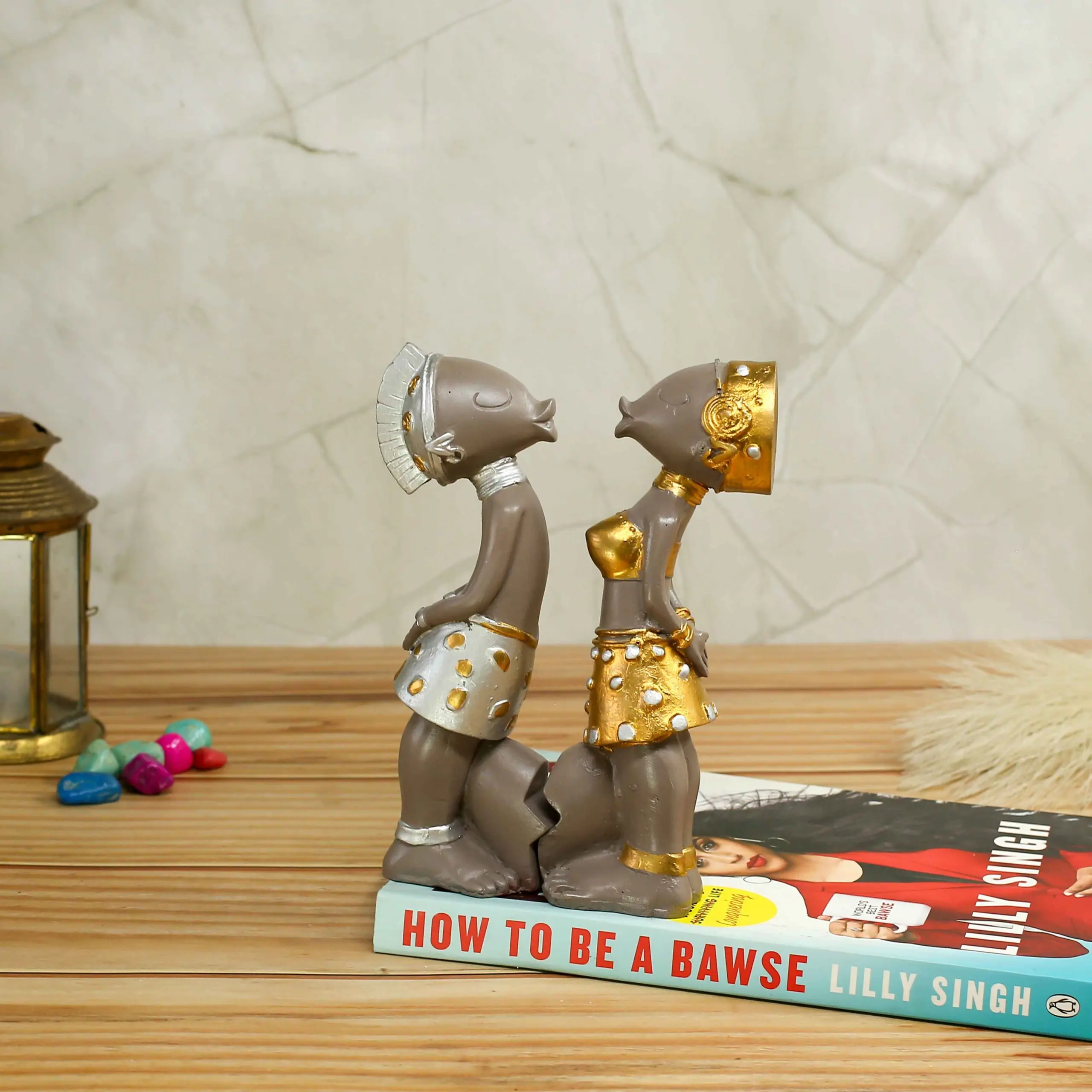 African Couple Statue for Home Decor