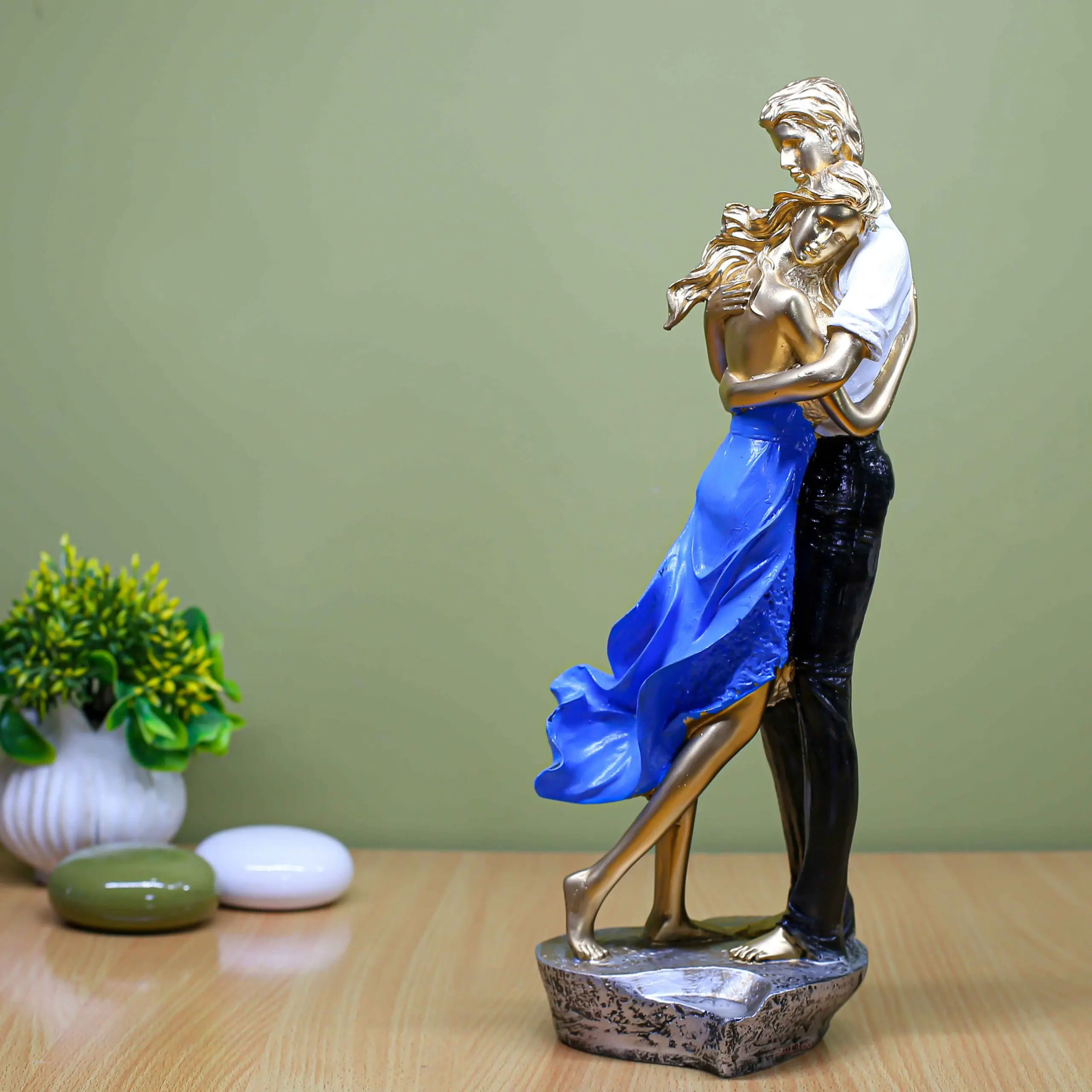 Large Blue Couple Sculpture for Bedroom or Living Room