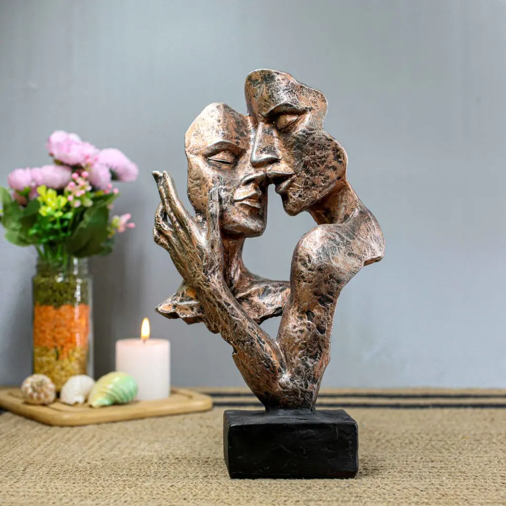 Face Couple 1 Copper & Silver Artistic Resin Showpiece