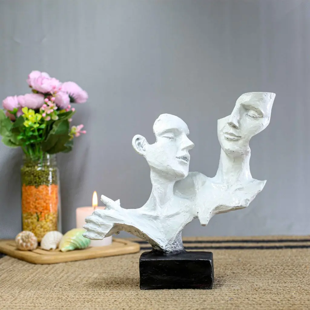 Face Couple 2 Abstract Romantic Resin Showpiece