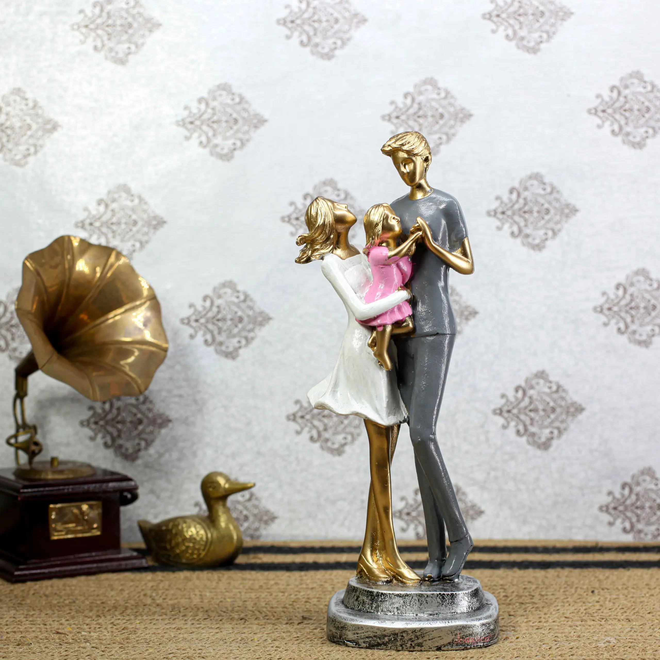 Family 7 White and Gray modern family statue home decor showpiece