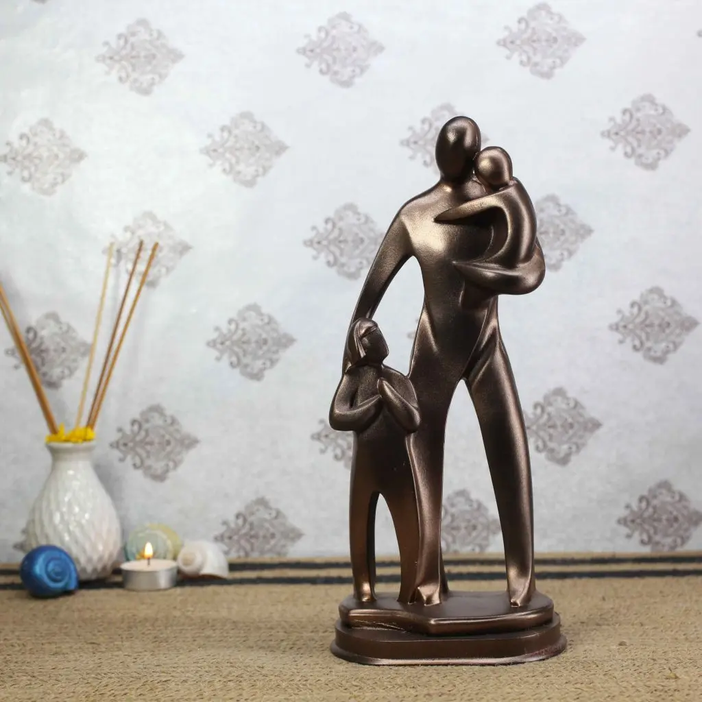 Father with two babies copper family showpiece modern home decor