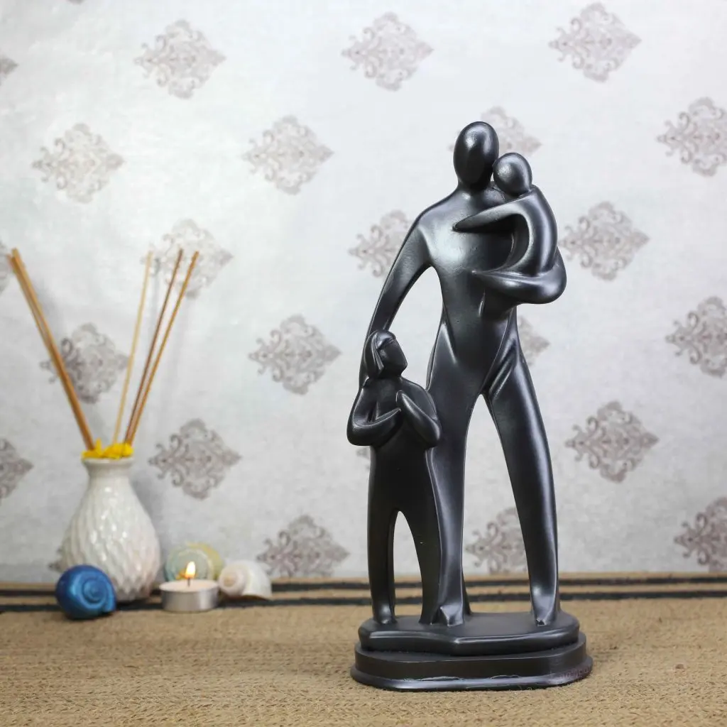 Father with two babies silver family showpiece modern home decor