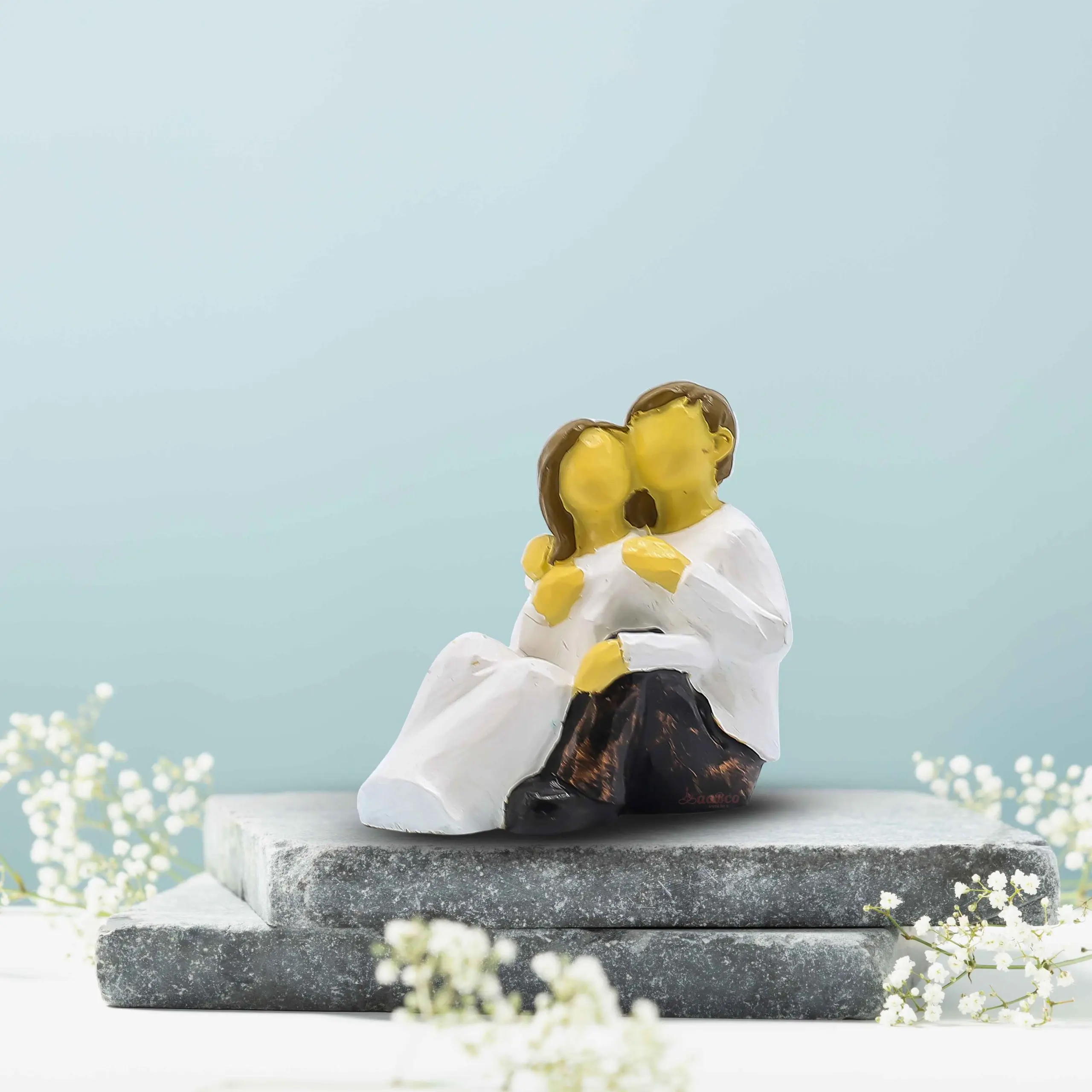 Little Sitting Couple white cute romantic decorative showpiece